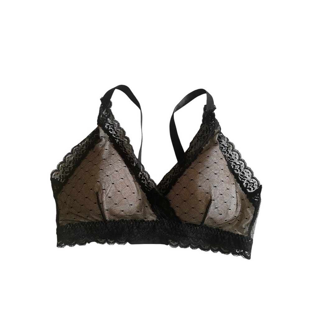 a.n.a Ana Ono Susan wrap front Black Lace Bra NWOT size L